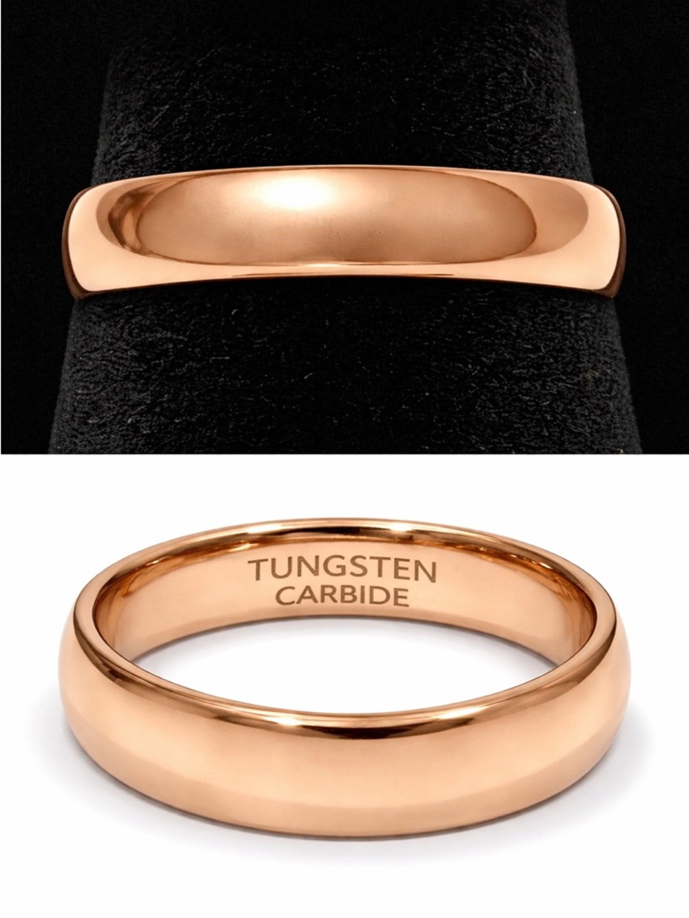 NEW Tungsten Rose Gold Colored Wedding Band Promise Engagement Ring Sz 7